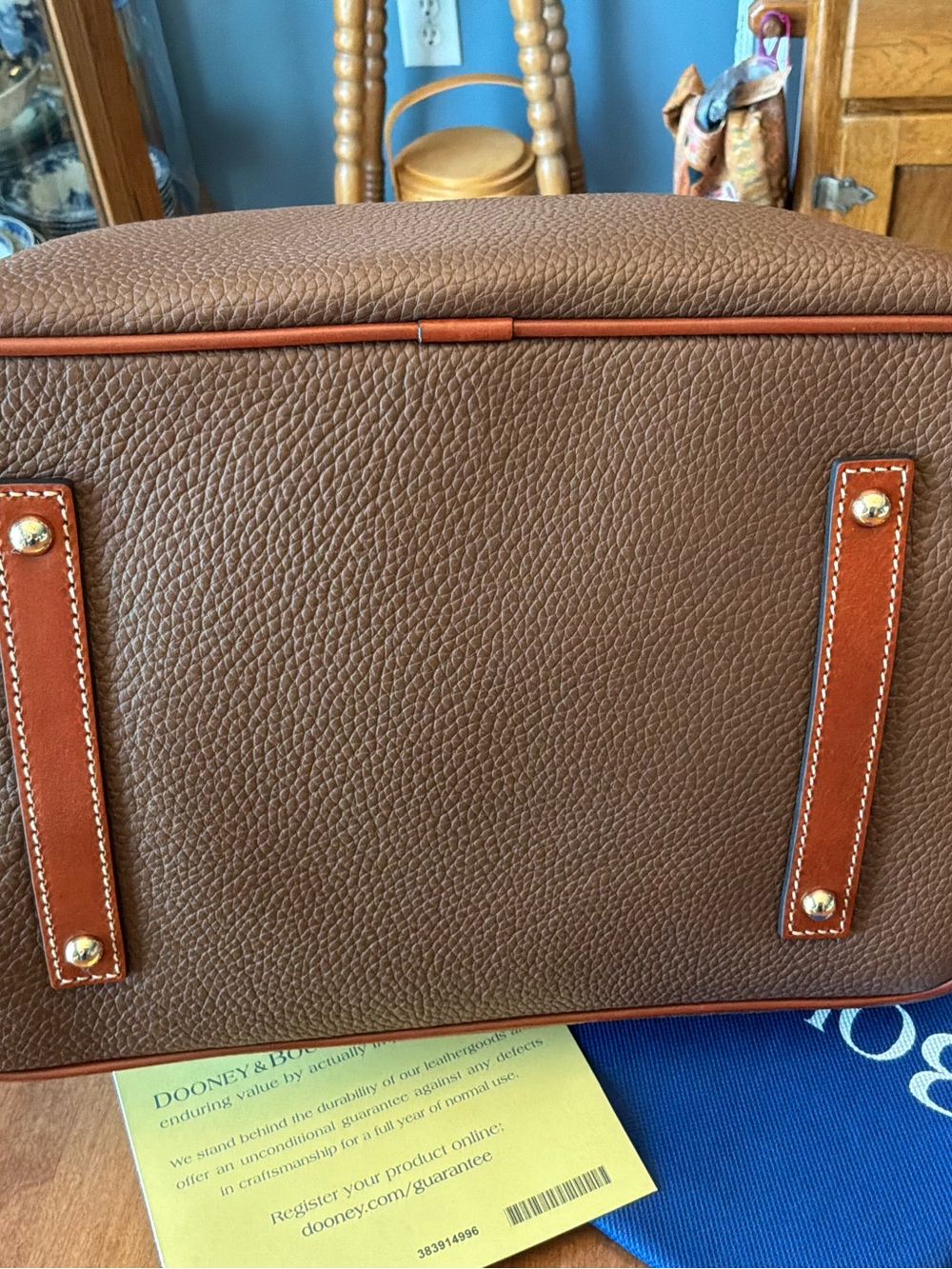 Dooney & Bourke Two-Tone Color block Pebble Leather Tobi Tote bark - Picture 4 of 16